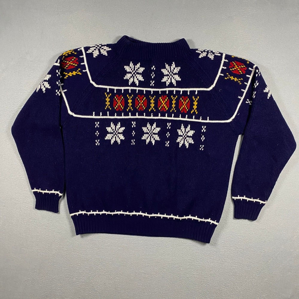 Vintage JCPenney Nordic Sweater Mens XL Blue Fair Isle Snowflake Acrylic